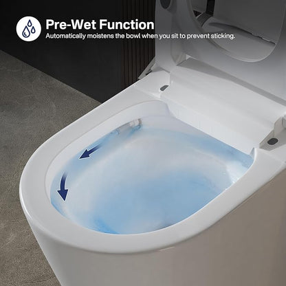 One Piece Smart Bidet Toilet, Foot Sensor Flush, Heated Seat | Instant Warm Water, Wash & Dry, Self Cleaning Wand, Adjustable Wash Settings, Off Seat Auto Flush, Pre Wet, Night Light