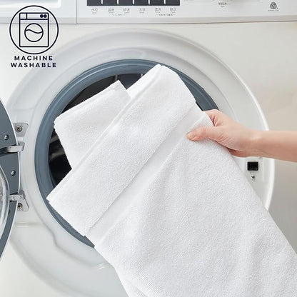 Casual Living White Cotton Bath Mats Set of 2 Towel Mats for Bathroom Floor Banded Rugs Soft Absorbent Ring Spun Cotton Washable Essentials Bathroom Shower Accessories, 34-inch x 21-inch, White