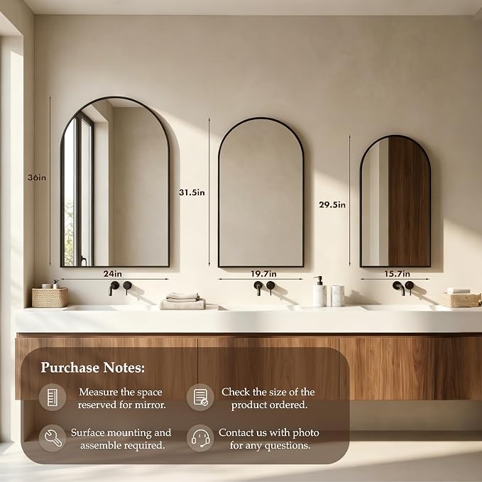 FKWin Medicine Cabinet Mirror, Surface Mount for Small Bathroom, 20x32 Inch | Mirror Medicine Cabinet, Large Storage, Adjustable Shelves, Reversible Door, Space-Saving Design for Small Bathroom, Black