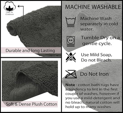 Home Weavers Radiant Collection 100% Cotton Bathroom Rugs Set, Bathroom Décor, Washable Rug, Extra Soft and Absorbent Bath Rug, Kitchen Mat, Bath Mat Set, Bath Floor Mat Non Slip, 30" Round, Gray