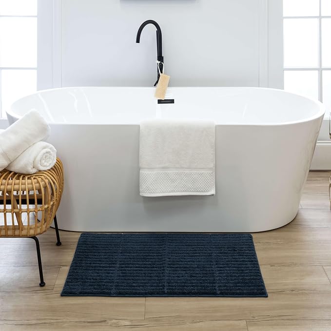 Mohawk Home Sanctuary Casual Solid Navy Blue 1' 8" X 2' 10" Bath Mat Perfect for Bathroom