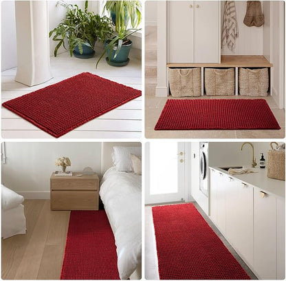 TYUU Waffle Bath Mat, Boho Bathroom Rugs Non Slip, 36x24 Burgundy | Super Absorbent Quick Dry Bath Rug, Non-Slip Backing, Soft Waffle Washable Farmhouse Bathroom Mats, Tub, Shower & Home Decor