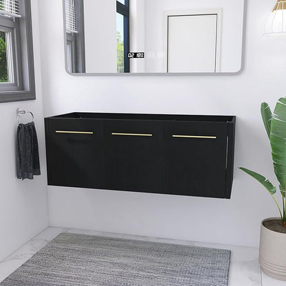 48 Inch Floating Bathroom Vanity,48" Bathroom Vanity Without Sink,Modern Vanity Cabinet,Black Wall Mounted Cabinet(Sink Basin Not Included)