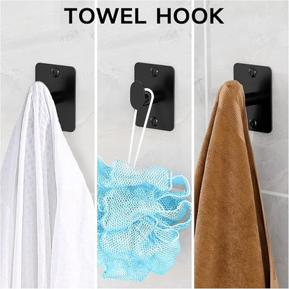 KLJKPA 4-Piece Bathroom Hardware Set, 32 inch Bathroom Towel Holder | Black Bathroom Accessories Set, Towel Racks for Bathroom, Robe Towel Hooks, Toilet Paper Holder Wall Mounted