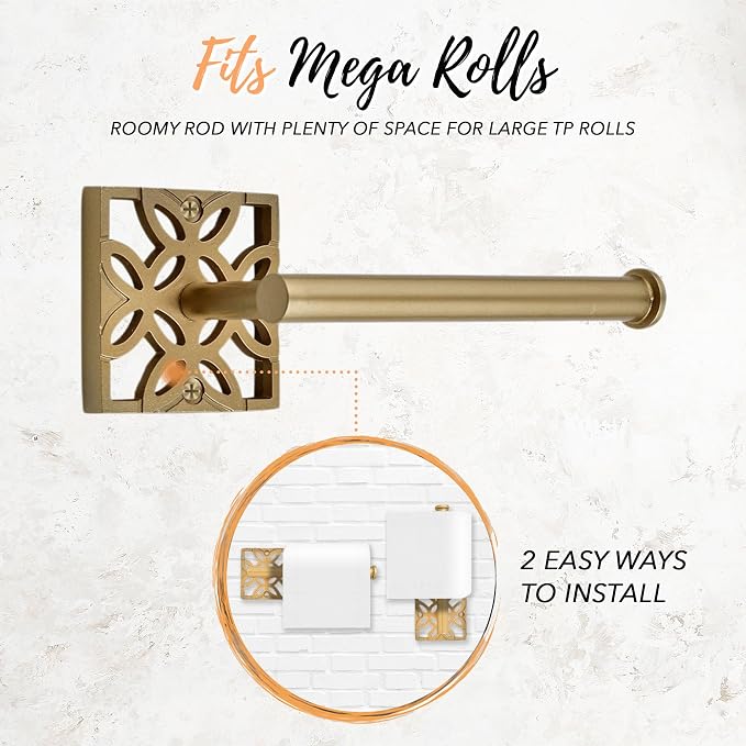 Autumn Alley 5-Piece Bathroom Hardware Set – Antique Gold (Muted, Brushed Finish – Not Shiny), Wall Mounted Towel Bar, Towel Ring, Toilet Paper Holder & Robe Hooks, Bathroom Accessories Set Complete