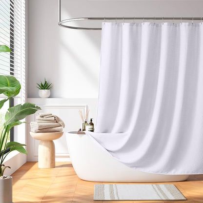 Madison Park Arbor Waffle Stall Shower Curtain, 36 x 72, White Solid | Adds Privacy, Machine Washable, Farmhouse, OEKO-TEX Certified Bathroom Curtain, 3M Scotchgard Moisture Management