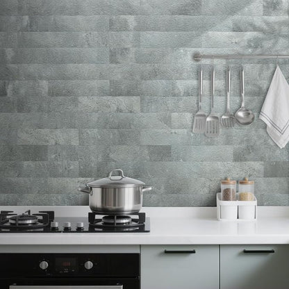 AULIGET 40-Piece Mountain Rock Peel and Stick Backsplash Wall Tiles, 3" x 12" PVC Faux Stone Stick on Tiles for Backsplash Kitchen, Bathroom, Laundry Room, Camper, Fireplace