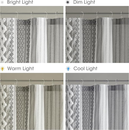INK+IVY Imani Tufted Chenille 100% Cotton Shower Curtains Machine Washable, Modern Home Bathroom Décor Bathtub Privacy Screen, 72" x 72", Grey | Machine Washable, Boho Tufted Chenille Modern Home Bathroom Decor, Bathtub Privacy Screen, OEKO-TEX Certified
