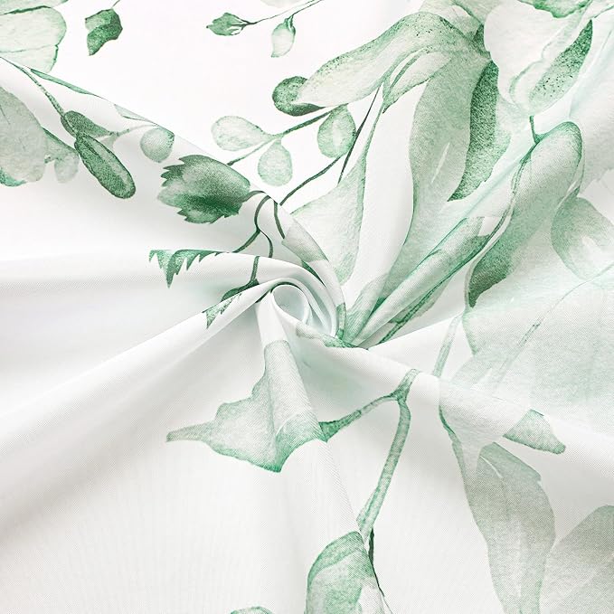 MintGreen Eucalyptus Shower Curtain, Watercolor Floral Print, 72x78 | Watercolor Plant Leaves Floral Print, Waterproof Fabric Bathroom Decor, Machine Washable, Rustproof Grommets