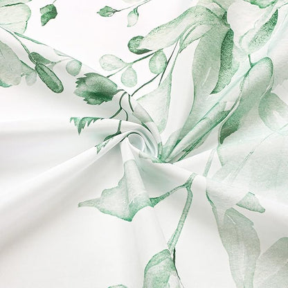 MintGreen Eucalyptus Shower Curtain, Watercolor Floral Print, 36x72 | Watercolor Plant Leaves Floral Print, Waterproof Fabric Bathroom Decor, Machine Washable, Rustproof Grommets