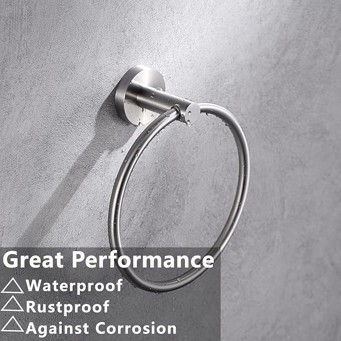 Brushed Nickel Toilet Paper Holder and Hand Towel Ring Set 2 Pieces Bathroom Hardware Accessories Set SUS 304 Stainless Steel Heavy Duty Wall Mounted Bathroom Holder…