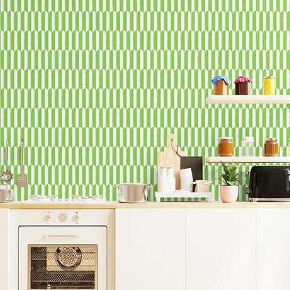 Vamos Tile Peel and Stick Backsplash Seamless Tile,Fish Scale,Matt,10-Sheet | 11.9''x10.8'',White & Grass Green PVC+Light Gold Stick on Backsplash Tile for Kitchen & Bathroom & Laundry & Camper