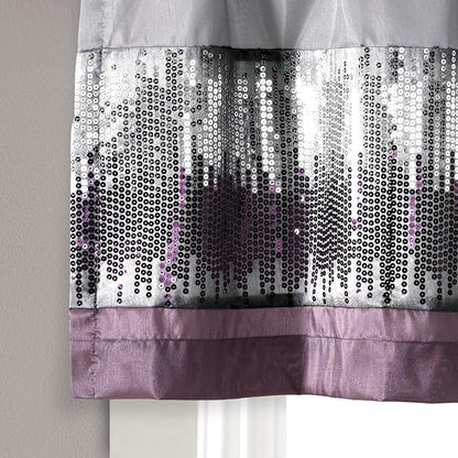 Lush Decor Night Sky Sequins Valance Curtain Single, 52"W x 18"L Purple & Gray - Kitchen Curtains Valances For Windows - Bathroom Curtains Window