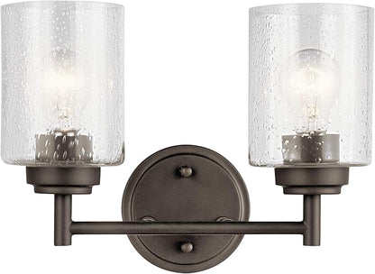 KICHLER Winslow 12.75" 2 Light Vanity Light with Clear Seeded Glass in Olde Bronze®