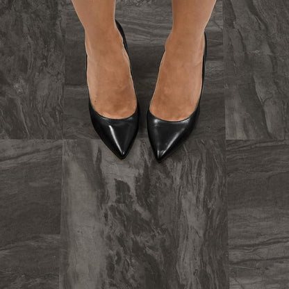 FloorPops FP3328 Raven Peel & Stick Floor Tiles, Black (Pack of 2)