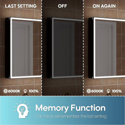36" X 30" LED Mirrored Medicine Cabinet, Bathroom Medicine Cabinets with Lights for Bathroom, Defogging Function Mirror Cabinet, Medicine Cabinet with USB Port & Outlet, Double Doors