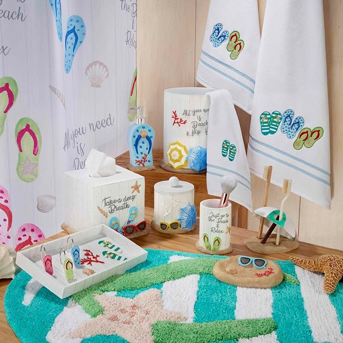 Avanti Linens - Accessory Set, Resin Tumbler, Toothbrush Holder, Soap Dish & Lotion Pump, Durable Bath Decor (Beach Mode Collection)
