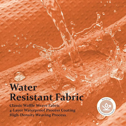 Extra Long Waffle Shower Curtain 256 GSM Fabric 72x84 Burnt Orange | 84 Inch Long, Thick Cloth, Weighted Hem, Water Repellent, Tall Hotel Luxury Polyester Shower Curtains for Bathroom 12 Hooks