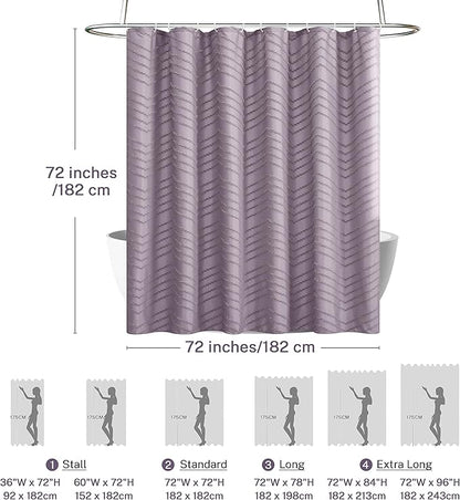 Boho Shower Curtain Woven Fabric Purple Cute Shower Curtain Modern Farmhouse Textured Tufted Chevron Striped Minimalist 72 x 72 Bathroom Shower Curtain Set with Hooks