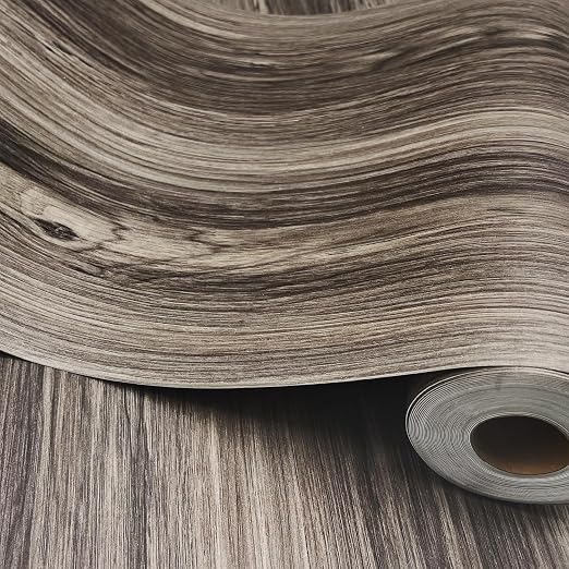 Wood Grain Peel and Stick Floor Tiles, 11.8" W × 118" L, Dark Color | Soft wood‑look finish, Works on many surfaces, Easy to cut, Non‑slip texture, Good for renters and DIY users, Removable