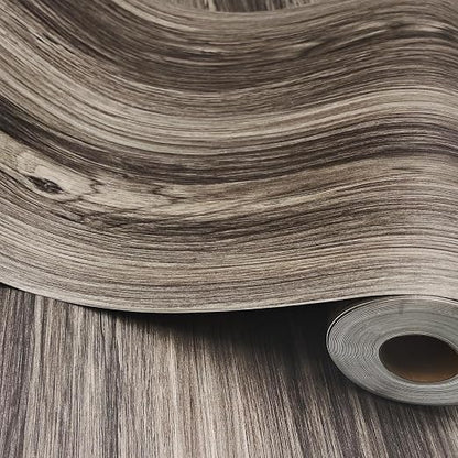 Wood Grain Peel and Stick Floor Tiles, 11.8" W × 118" L, Dark Color | Soft wood‑look finish, Works on many surfaces, Easy to cut, Non‑slip texture, Good for renters and DIY users, Removable
