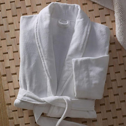 Marriott Terry Velour Bathrobe - Luxury 100% Cotton Hotel Spa Robe - Plush, Absorbent, Machine Washable - Shawl Collar, One Size