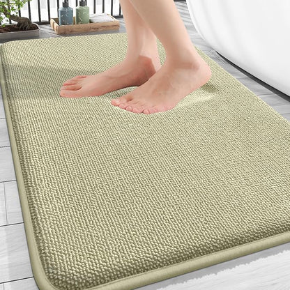 OLANLY Thick Memory Foam Bathroom Rugs 30x20, Absorbent Bath Mat, Vanilla | Soft Quick Dry Bath Rugs, Non-Slip, Machine Washable Carpet for Bathroom Floor, Tub and Shower, Home Decor Accessories