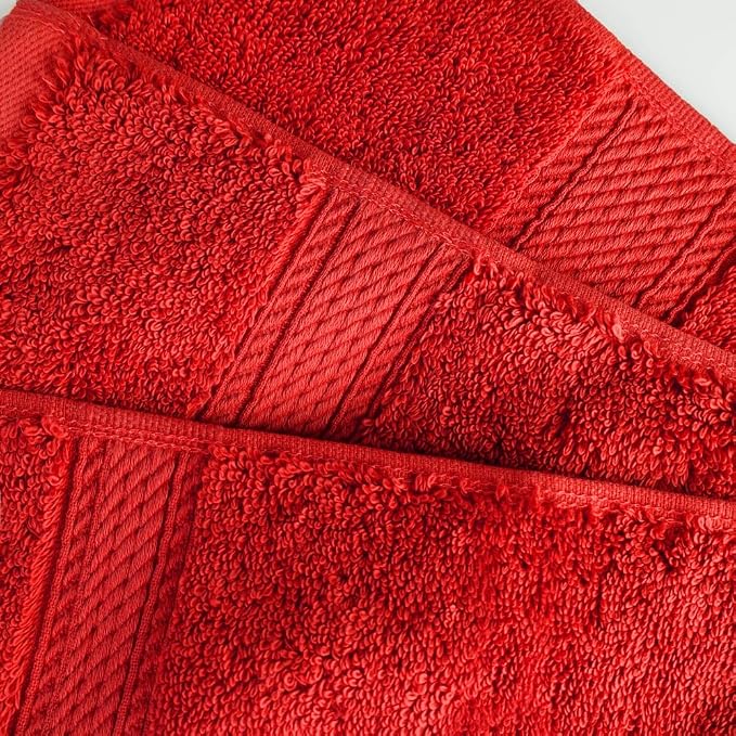 Superior Egyptian Cotton Plush & Absorbent, Face Towel Set of 6, Red | Quick Dry, Soft Luxury Towel Set, Bath Essentials for Bathroom, Guest Bath, Spa, 2 Piece Face, Madeline Towels