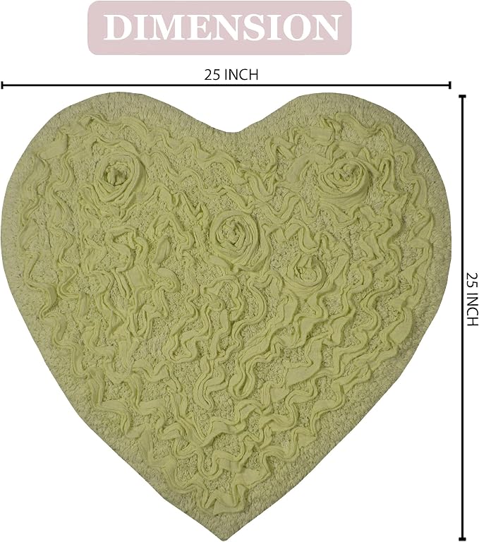 Home Weavers Bell Flower Collection 100% Cotton Tufted Bath Rugs, Extra Soft and Absorbent Bath Rugs, Non-Slip Bath Mats, Machine Washable, Bath Mats for Bathroom Floor and Tub, 25"x25" Heart, Green