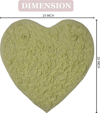 Home Weavers Bell Flower Collection 100% Cotton Tufted Bath Rugs, Extra Soft and Absorbent Bath Rugs, Non-Slip Bath Mats, Machine Washable, Bath Mats for Bathroom Floor and Tub, 25"x25" Heart, Green