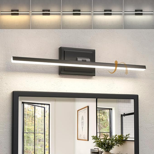 24 Inch Modern Bathroom Light Fixture, 14W 5CCT Dimmable LED Black Bathroom Vanity Lights Over Mirror, Vanity Lights for Bathrooms Restroom Mirror- ETL Certified