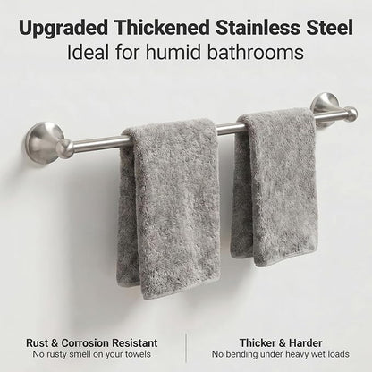 24-Inch Wall Mounted Towel Racks for Bathroom – Space Saver 4-Piece Durable Stainless Steel Bathroom Hardware Set with Towel Bar, Towel Ring, Toilet Paper Holder & Hook, Brushed Nickel