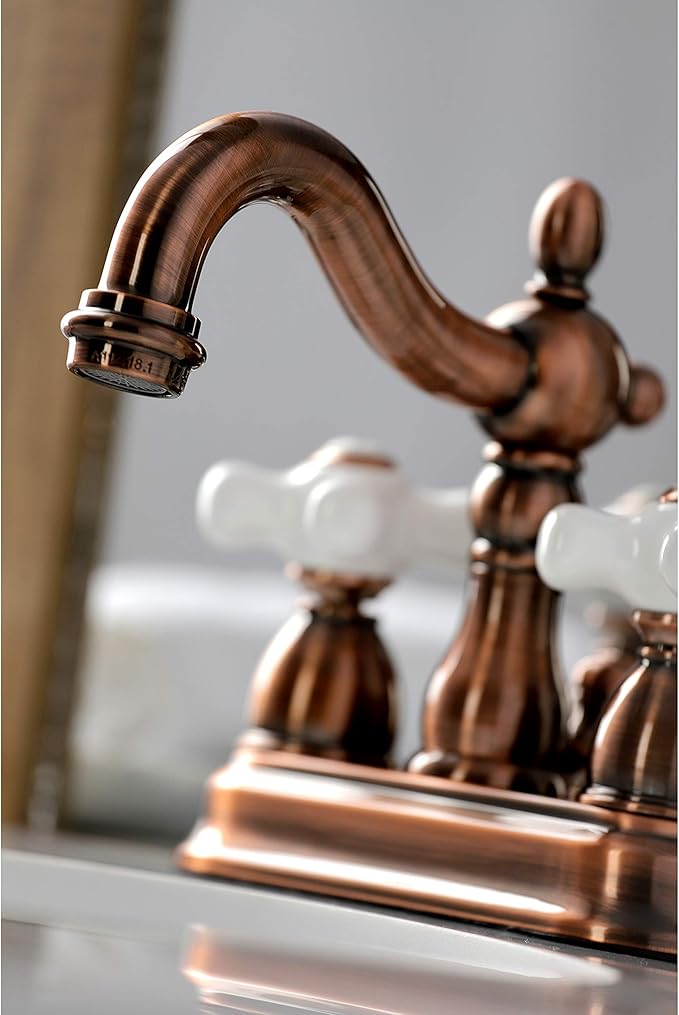 Kingston Brass KB160PXAC Heritage 4" Centerset Bathroom Faucet, Antique Copper,6.19 x 4.69 x 6.19