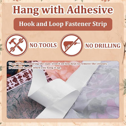 Hahafelt Self-Adhesive Sink Skirt, 55"x32" Waterproof Fabric Under Sink Cover with Diamond Stitch, Hide Pipes & Storage for Bathroom, Kitchen, Laundry Room, Rental Home Decor (Boho)