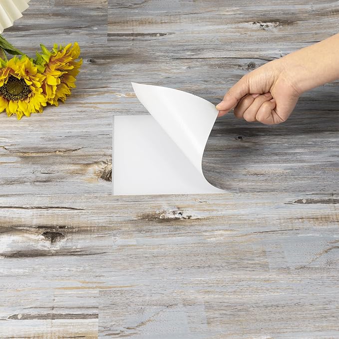 Peel and Stick Floor Tile, 40 Pcs, 60.0 Sq.Ft, Vinyl Flooring Self Adhesive | Durable, Natural Wood Look Floor Tiles Peel and Stick Waterproof for Bedroom, Kitchen, RV, Bathroom Living Room