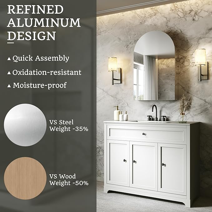 20x32 Bathroom Medicine Cabinet with Mirror,Aluminum Alloy Frame with Mirror Side Panels,Surface or Recessed Medicine Cabinet with Adjustable Shelves,Assembly Required,Hinge On The Left