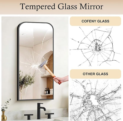 COFENY Bathroom Mirror, 18x36 inch Black Rectangle Wall Mounted Mirror with Thin Frame, Bathroom Vanity Mirrors for Over Sink, Entryway, Living Room, Bedroom