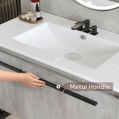 YITAHOME 38 Inch Floating Bathroom Vanity with Sink, Wall Mounted Modern Bathroom Vanity, Bathroom Cabinet Vanity with Three Extra Large Doors