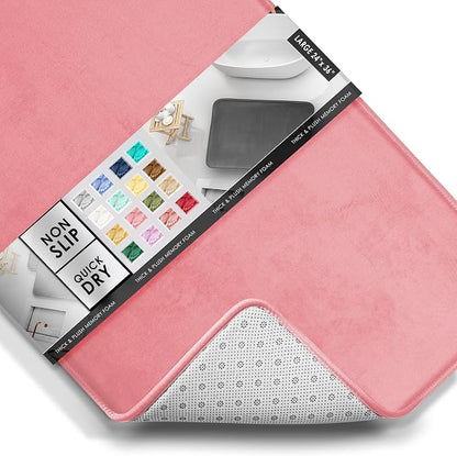 Clara Clark Bathroom Rugs, Velvet Memory Foam Bath Mat, Non-Slip Bath Rugs, Machine Wash, Dries Quickly, Ultra Soft Plush Bath Mats for Bathroom, 24 x 36, Coral Pink