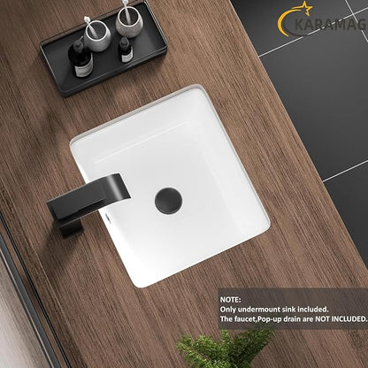 14 Inch Undermount Bathroom Sink Rectangle Small Undermount Sink White Ceramic Under Counter Bathroom Sinks with Overflow (14.0"x12.5")