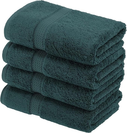 Superior Egyptian Cotton Plush & Absorbent, Hand Towel Set of 4, Teal | Quick Dry, Soft Luxury Towel Set, Bath Essentials for Bathroom, Guest Bath, Spa, 4 Piece Set, Madeline Towels