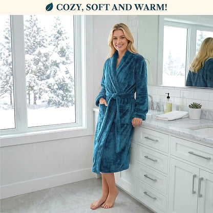 PAVILIA Premium Womens Plush Soft Robe Fluffy, Warm, Fleece Sherpa Shaggy Bathrobe