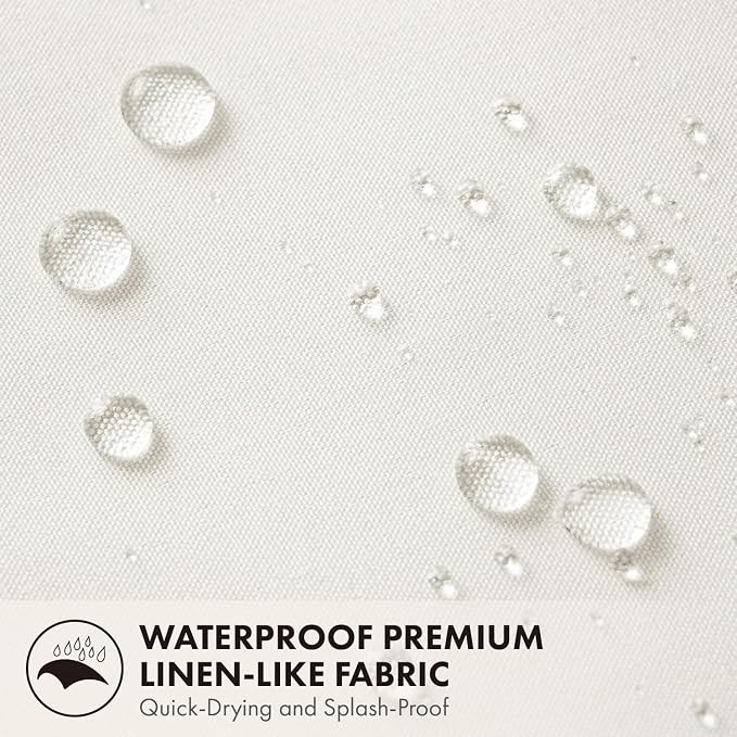 ANRODUO White Scalloped Linen Textured Shower Curtain, W72 x L96 | Boho Farmhouse Shower Curtain with 12 Metal Hooks, Machine Washable Waterproof Heavy Duty Fabric for Bathroom Bathtub