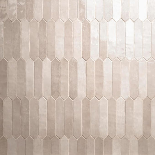 M S International Renzo Sterling Glossy Ceramic Picket Wall Tile for Bathroom, Kitchen Backsplash, Accent Wall, and Shower - Sample