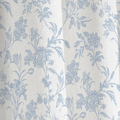 WOUVMA Blue Shower Curtain Floral Cotton Cottagecore Shower Curtain for Bathroom 72" W x 72" L
