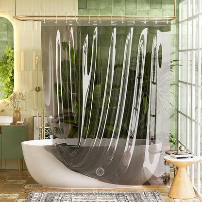 Bathway Shower Curtain Liner, Black Shower Curtain Liner 72x72 PEVA Clear Shower Curtain Liner Plastic with 3 Magnets and 12 Rustproof Metal Grommets, Lightweight Waterproof Shower Liner for Bathroom