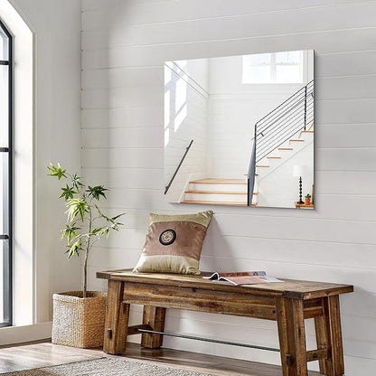 KOCUUY Frameless Mirror, 30"x30" Square Rectangle Bathroom Mirror for Over Sink, Upgraded Shatterproof Unframed Design for Bedroom, Living Room, Entryway