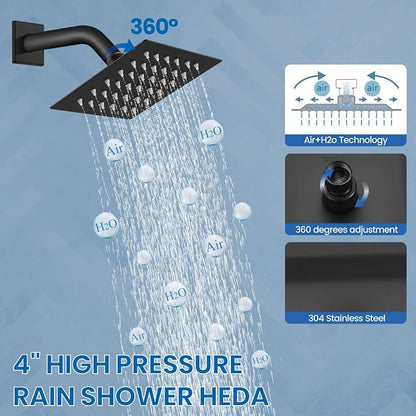 Airuida Shower Faucet Set,4 Inch Shower Valve Kit,Matte Black | Male Threads,Rough-in Valve Shower Trim Kit,Single Handle Control Shower Set