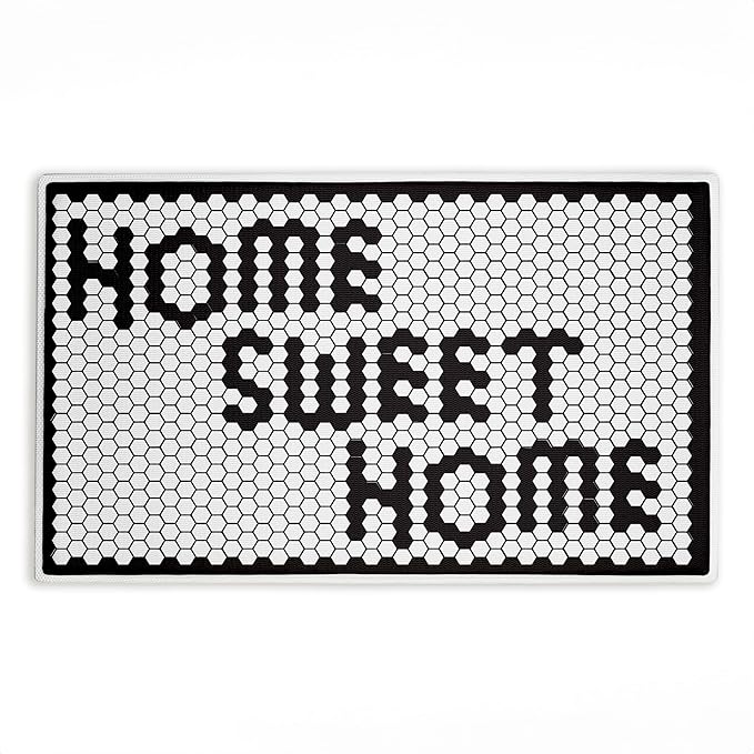 Stupell Industries Sweet Home Mosaic Pattern Plush Bathroom Mat & Bath Rug, Soft Quick-Dry Non-Slip Bathroom Rug with Recycled Foam Cushion, Geometric Tile Pattern Design by Elizabeth Medley, 18"x30"
