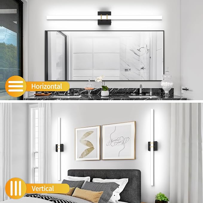 Modern Black and Brass Vanity Light Bar 40 Inch, 30W 5CCT Dimmable Bathroom Light Fixtures LED Wall Lighting Fixture